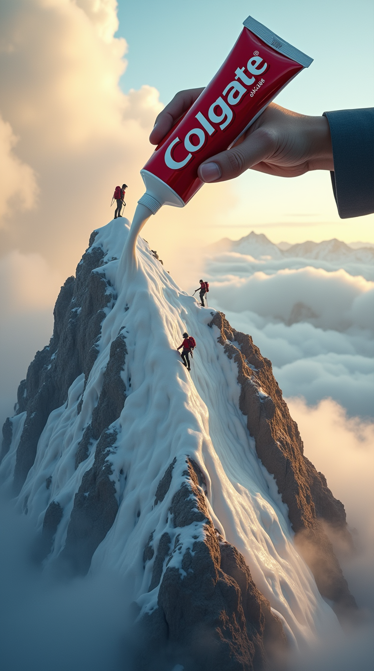 AI Brand Concept | Colgate Summit Visual 🏔️ Нейрокреативный сюжет для брендов