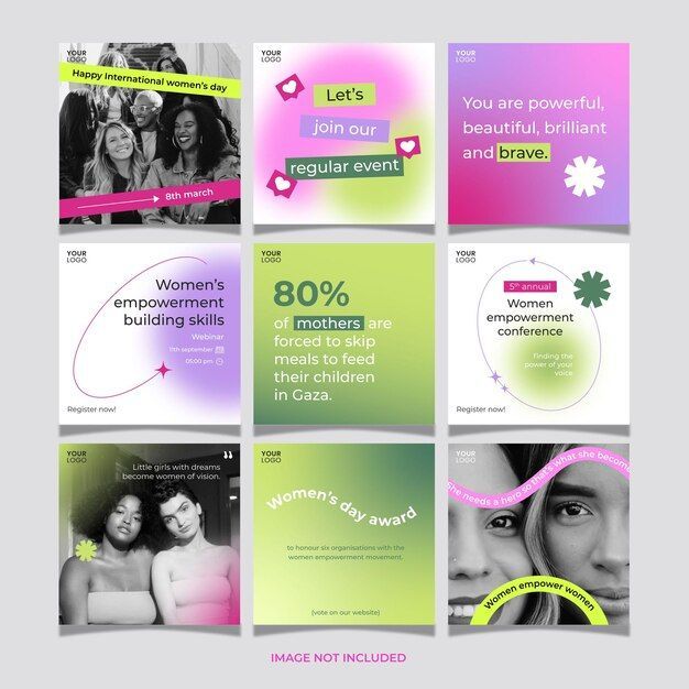 Premium Vector | Social Media Instagram Feed Flyer Template Gradient Mesh Women Empowerment The
