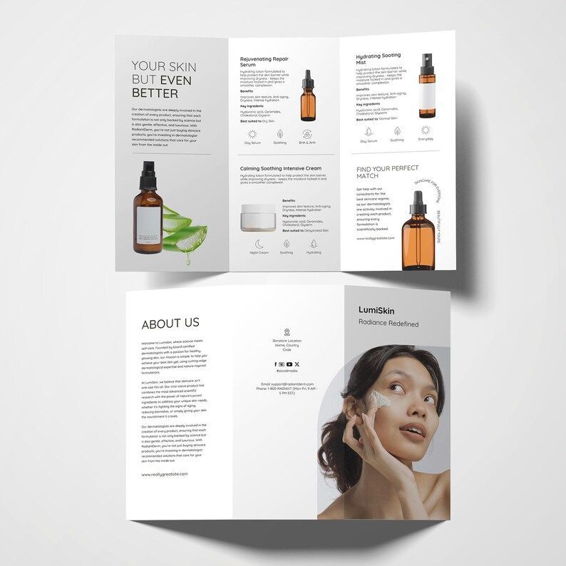 Cosmetic Trifold Brochure Template : Professional Product Showcase for Clinical