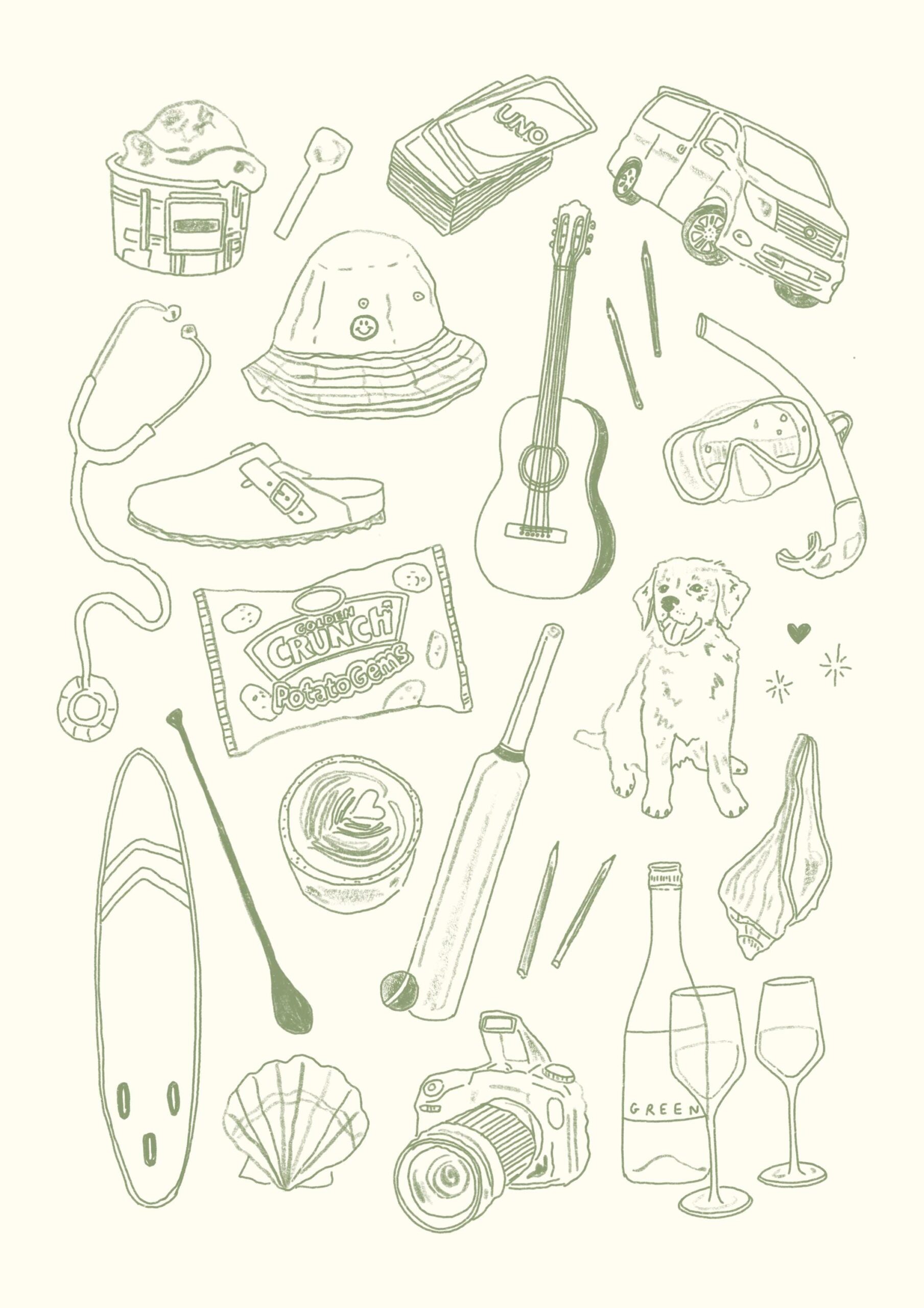 Affiche illustrée Vos choses préférées personnalisées | Décoration murale personnalisée | Impression murale personnalisée | Impression personnalisable | Art mural tendance