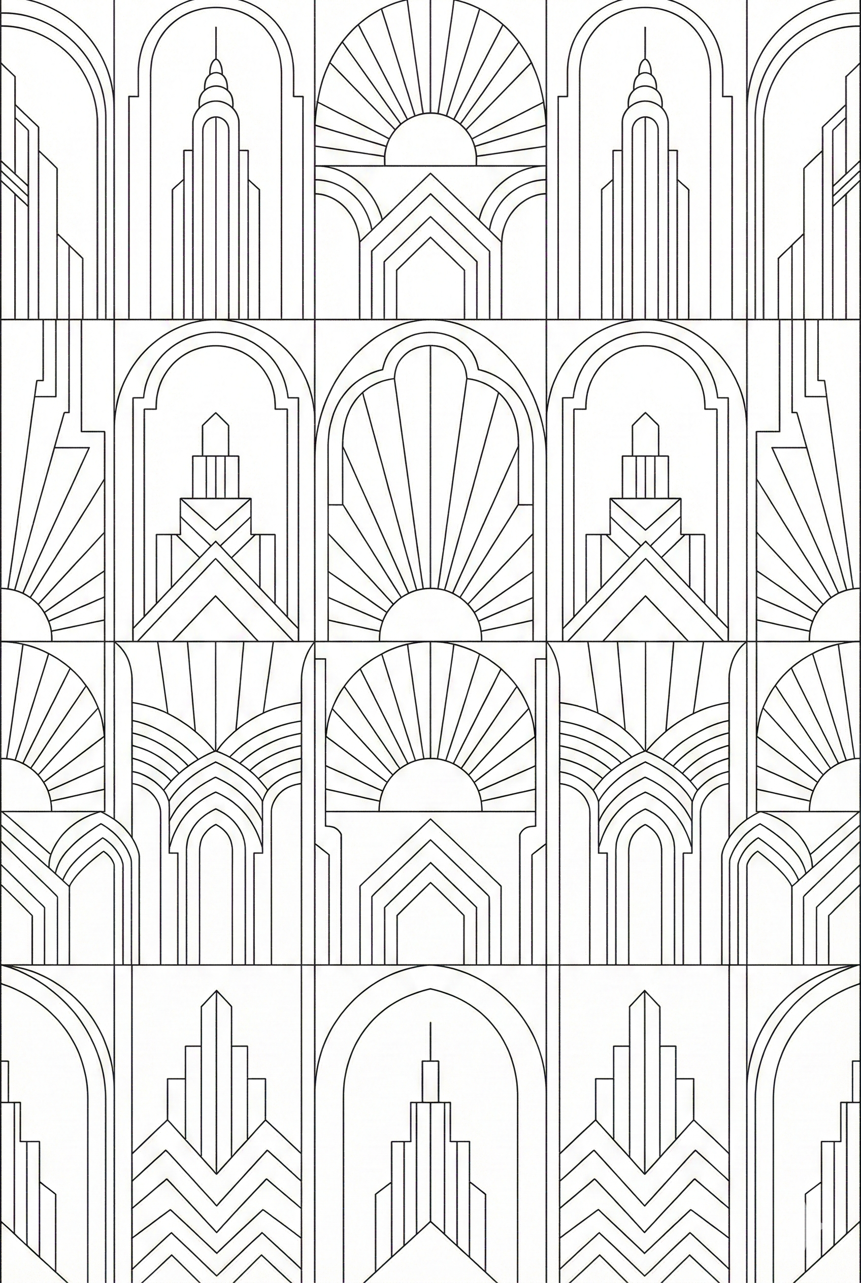 Neo Deco Geometric Pattern | Elegant Adult Coloring Page