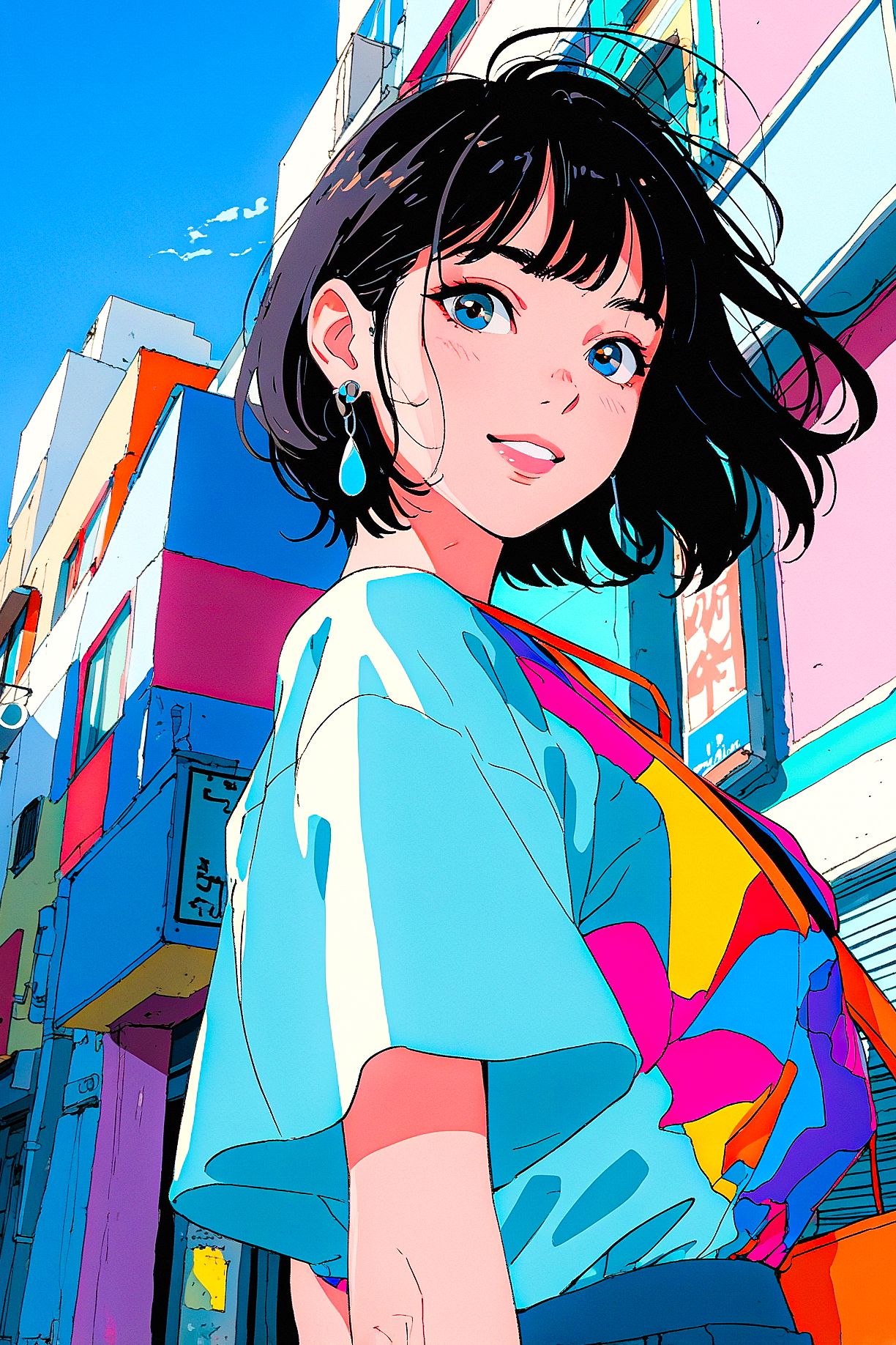 90’s Vibes cute girl by Ai