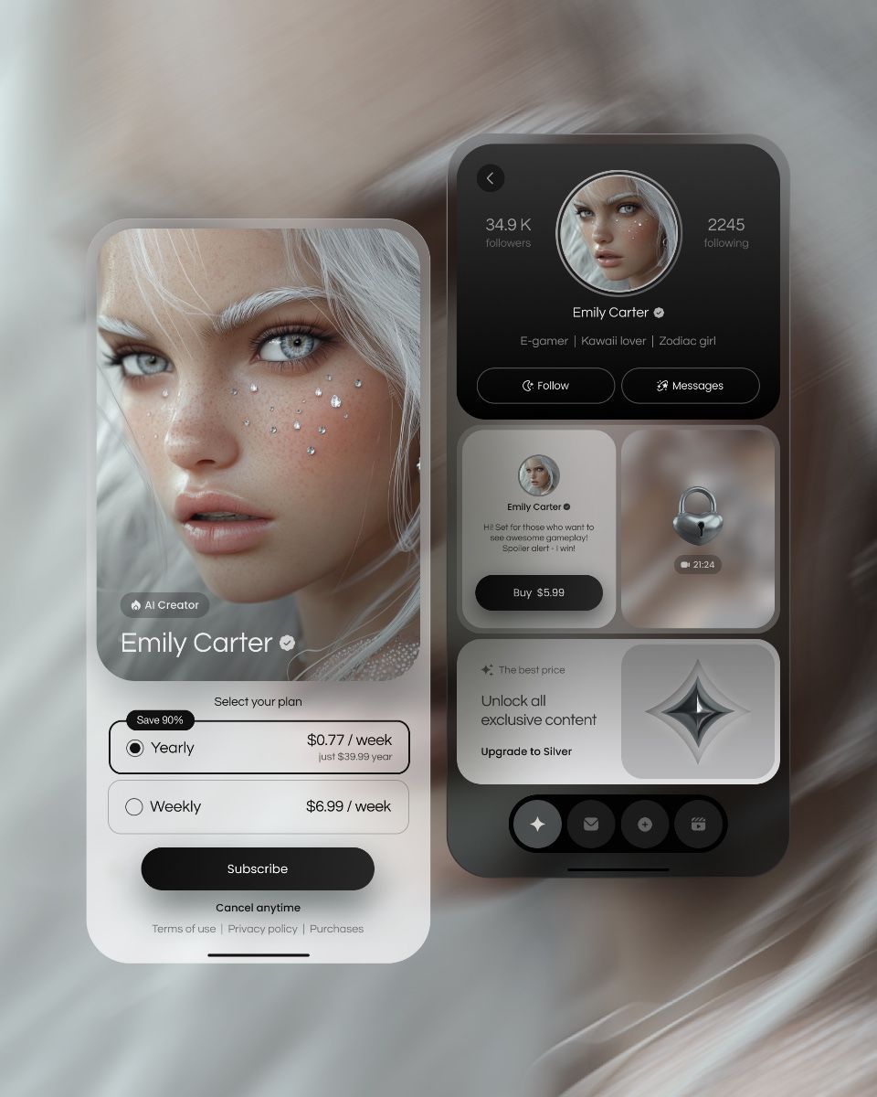 App design concept for AI creators