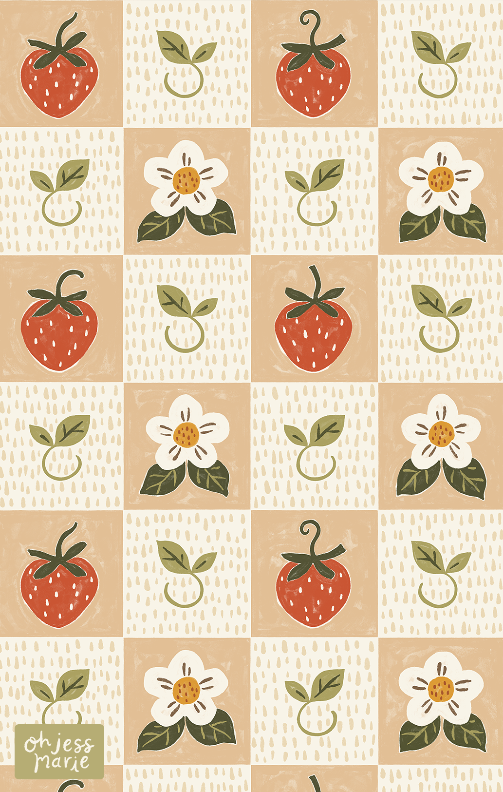 Cottage Strawberries Pattern