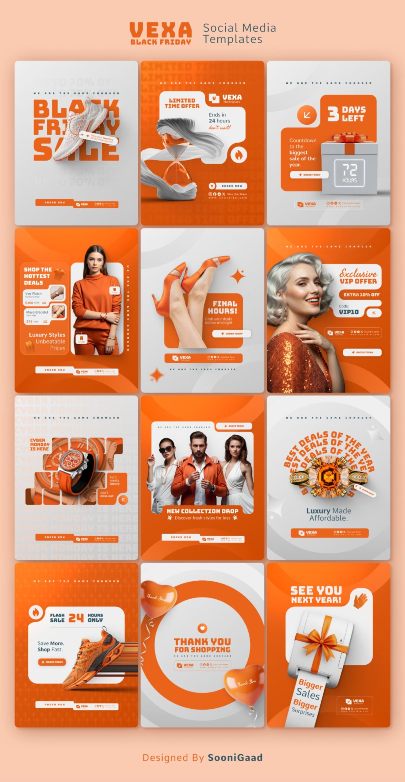 Vexa Black Friday Templates: 24 Canva & Figma Posts & Stories for Mega Sales! 🚀