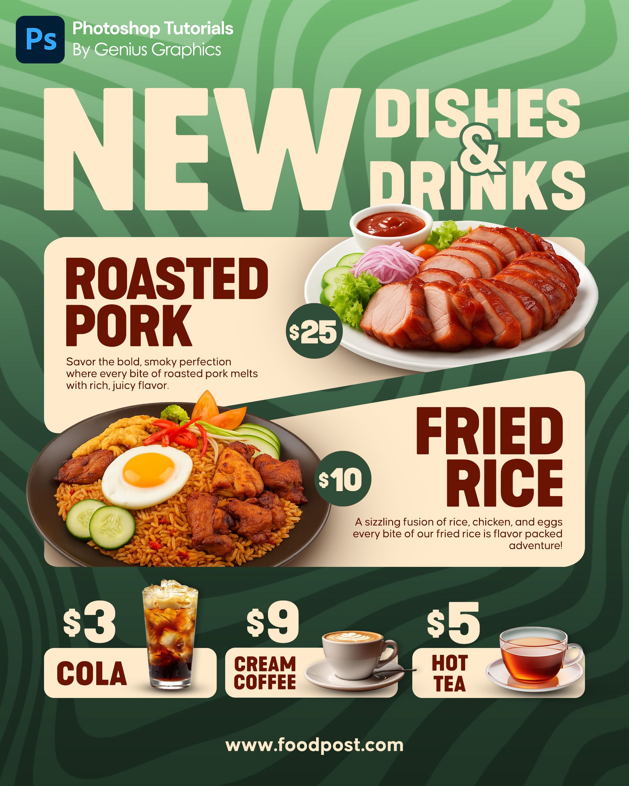 Creative Food Menu Poster Design | Photoshop Tutorial