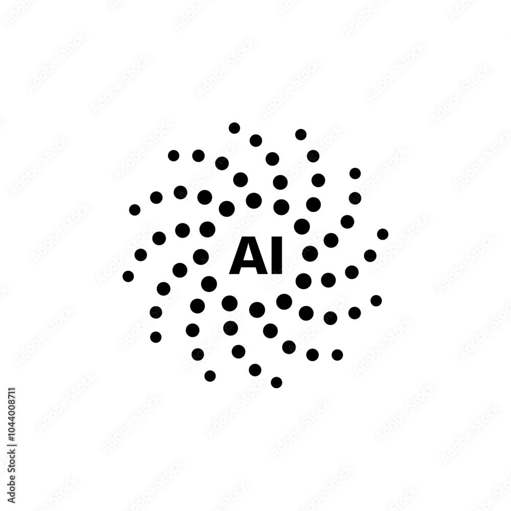 Artificial intelligence modern AI icon or logo vector. AI circular design vector illustration. Stock Vector