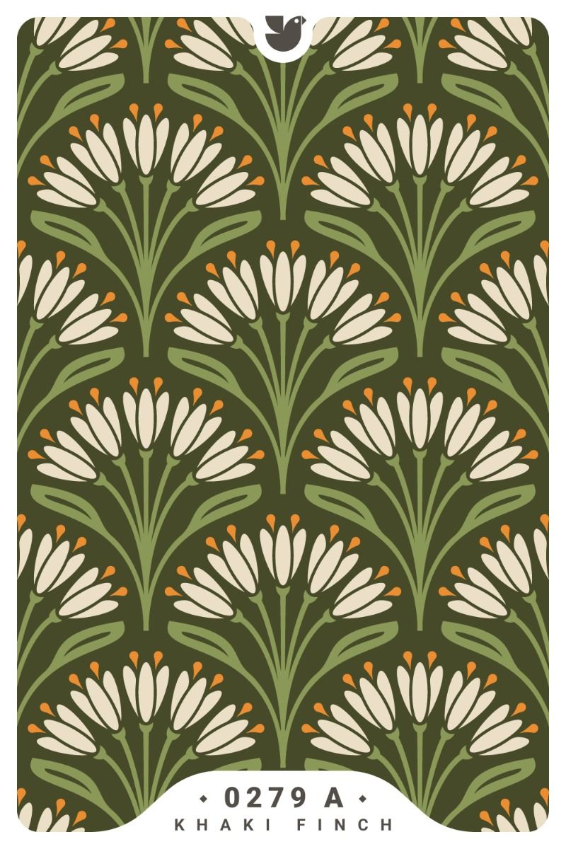 KF 0279 A – Vintage Retro 70s Modern Geometric Scallop Floral Pattern