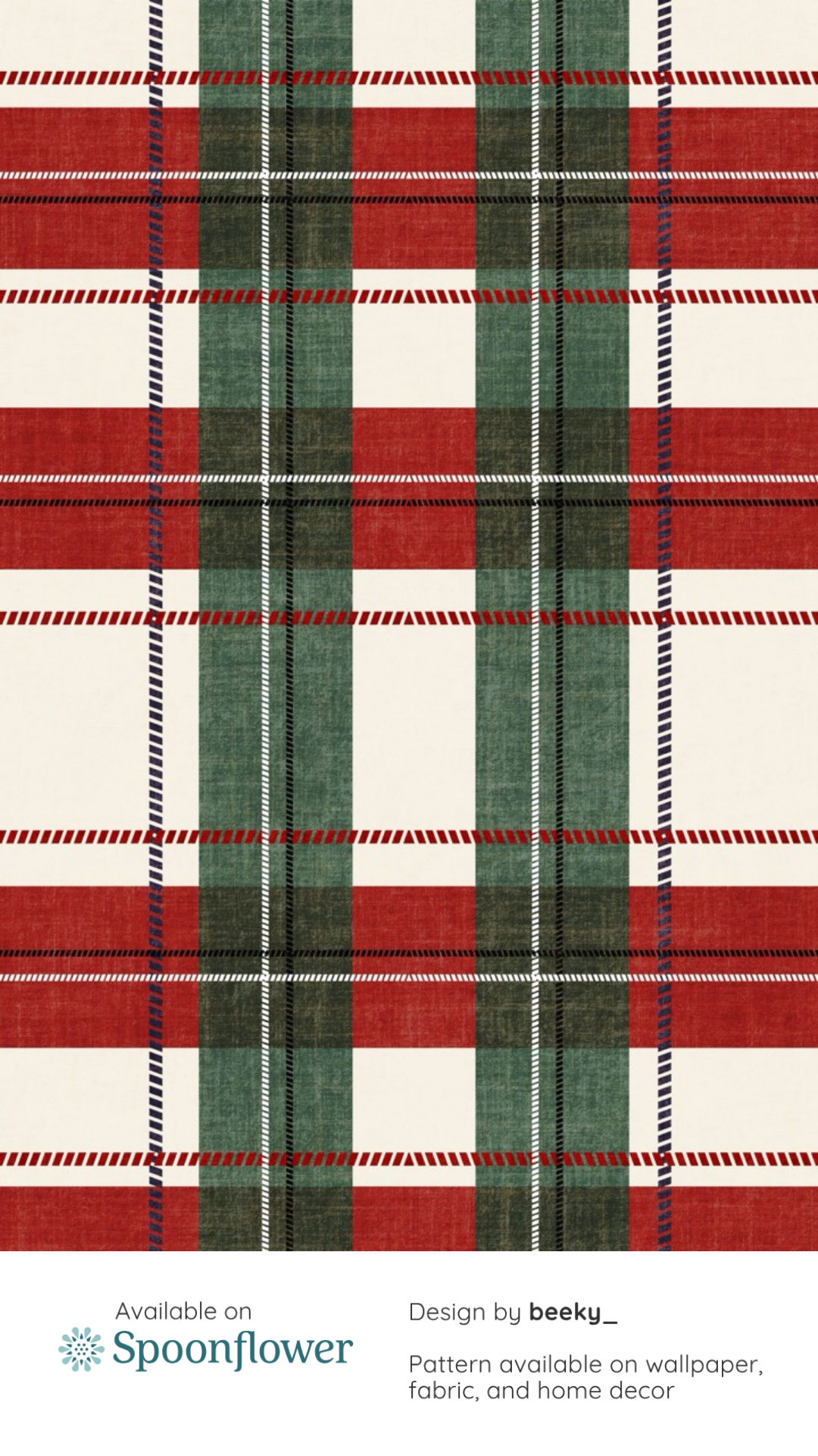 Wallpaper for Interiors Classic Tartan Plaid – Christmas Blender – Red Green White Fabric