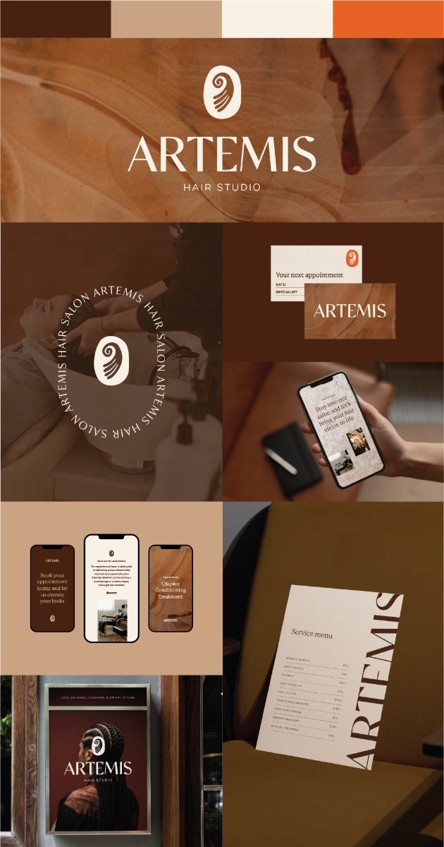 Artemis Hairdresser Branding Board