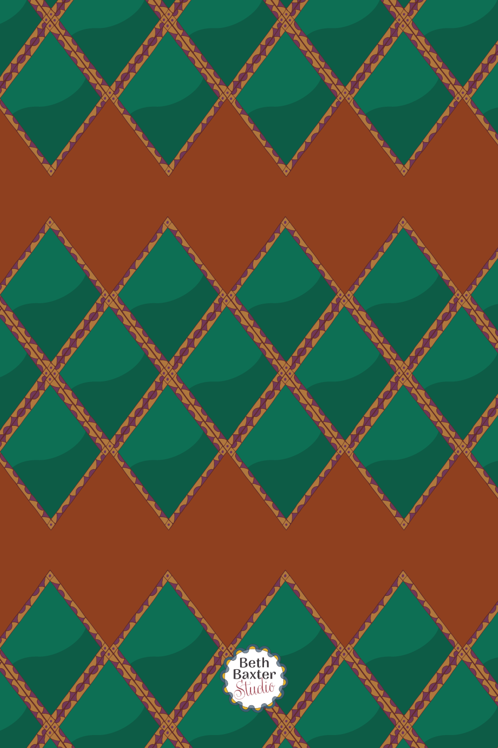 Retro Nouveau Diamonds Repeat Pattern