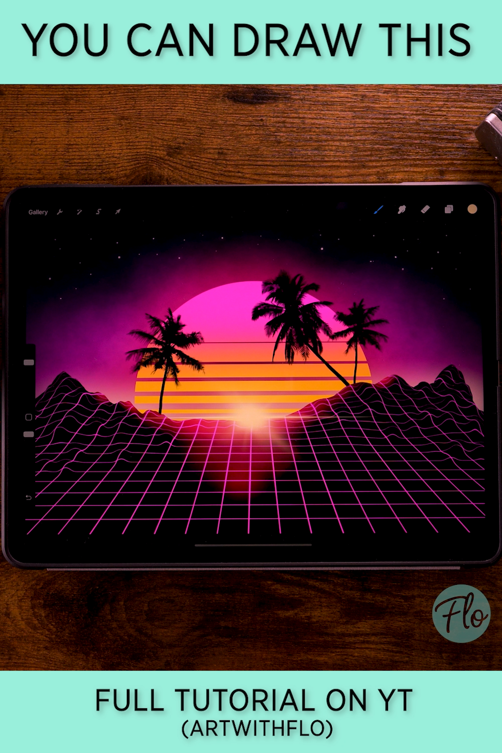 dessin crayon procreate # You Can Draw This Retrowave Landscape