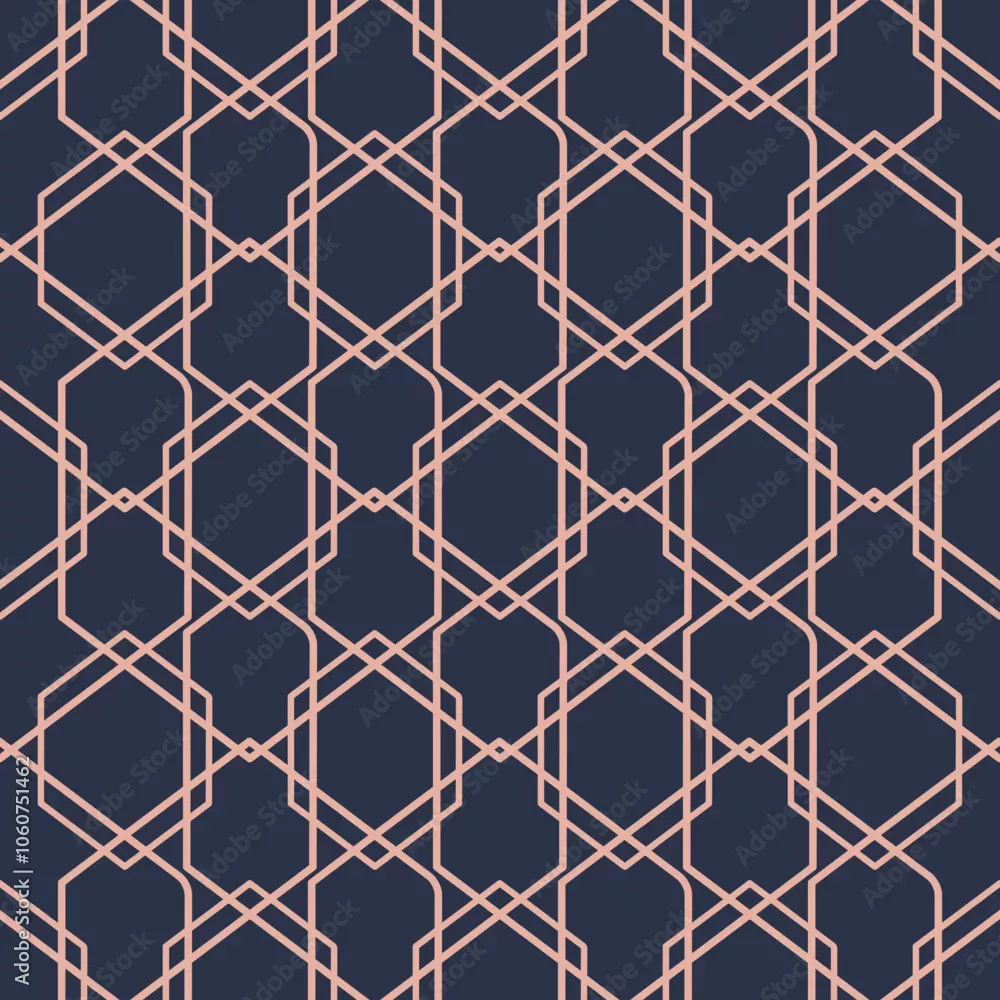 Art Deco pattern seamless background. Vintage ArtDeco geometric triangle cell pattern featuring pink lines on a blue background. Stock Vector | Adobe Stock