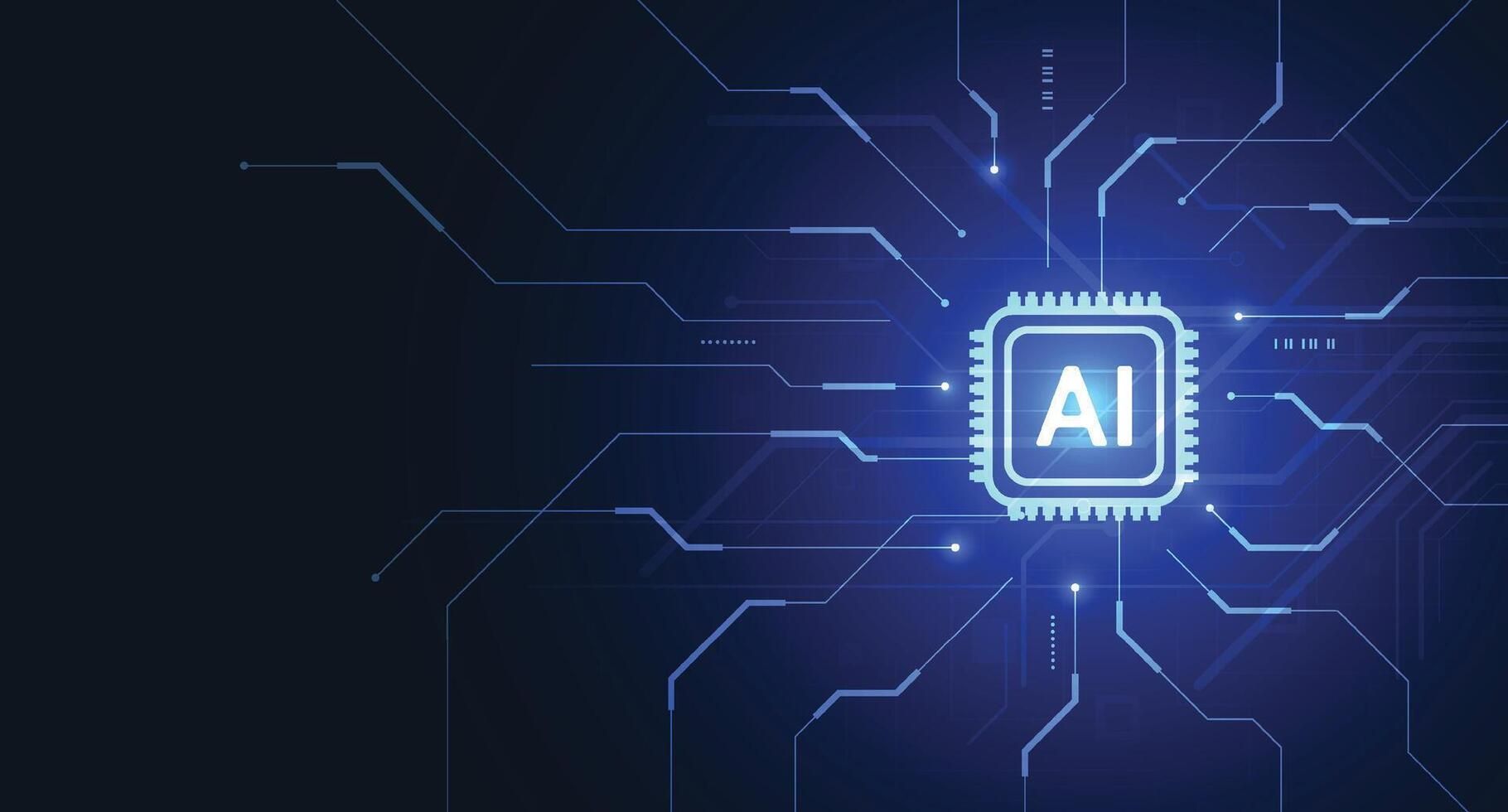 Artificial intelligence chipset on circuit board in futuristic concept technology artwork for web, banner, card, cover