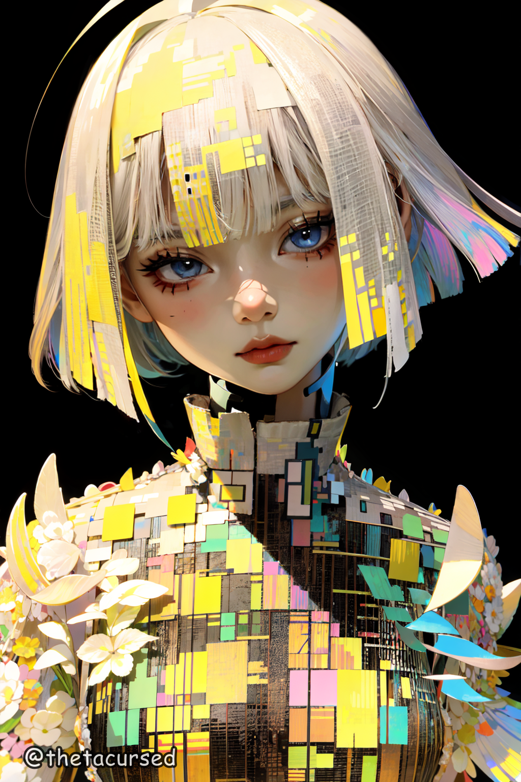 a woman in a colorful dress