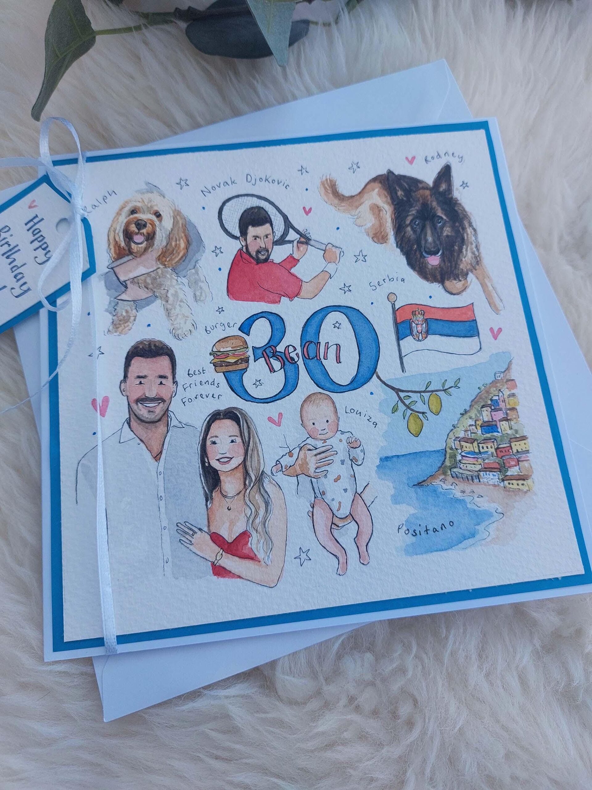 Personalised Favourite Things Painting / Custom Illustration / Original Artwork/ Bespoke Birthday Card / Milestone birthday card