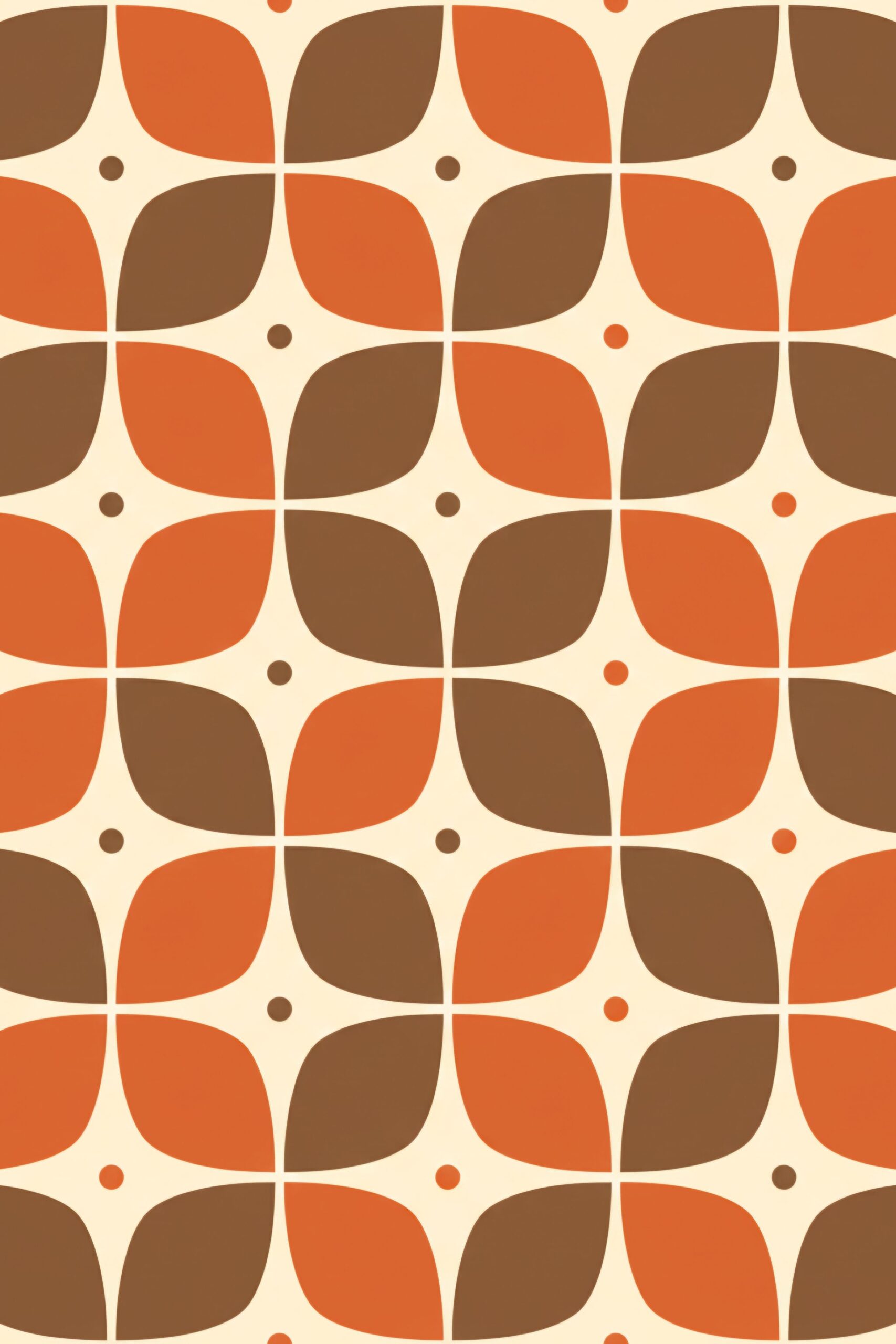 Warm Retro Boomerang & Atomic Dot Seamless Pattern 🌀🟠