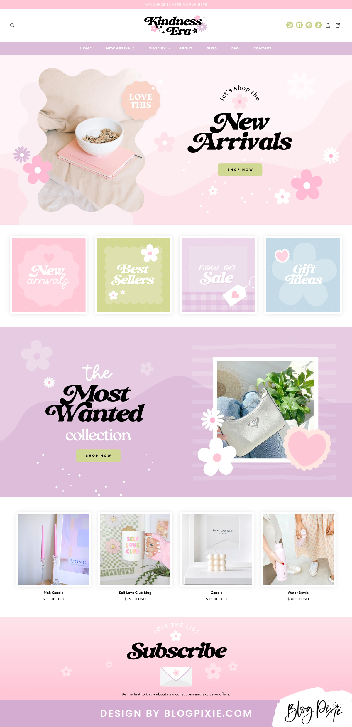 Pink Shopify Theme Template – Pastel Website Design