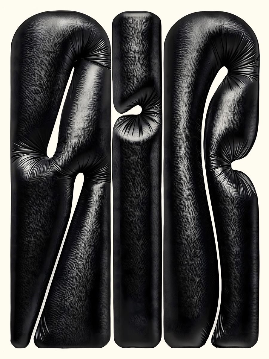 AIR, 3D typography, inflated leather effect made in Illustrator and Firefly, custom type, modular