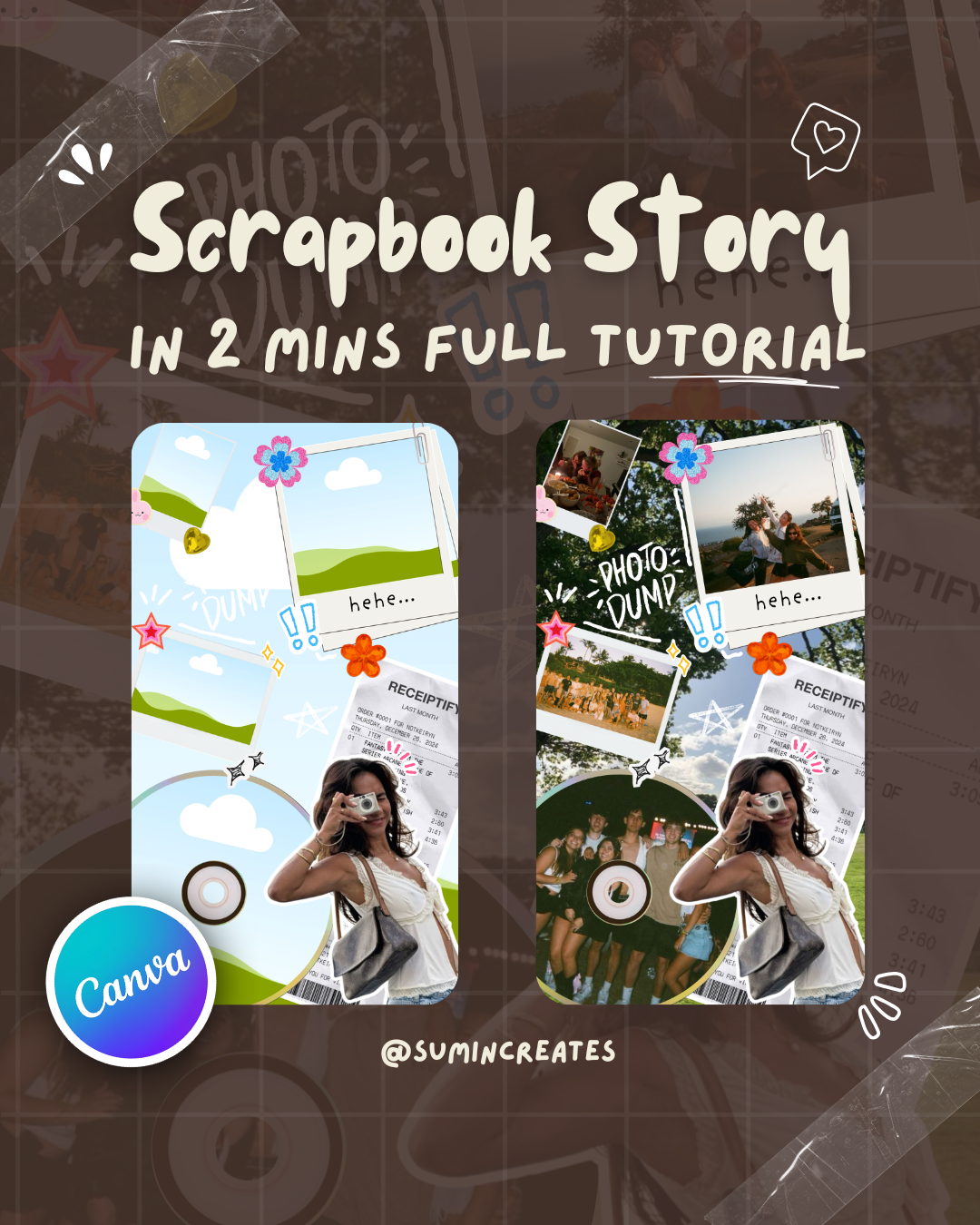 Digital Scrapbook Canva Instagram Story in 2mins | FREE TEMPLATE