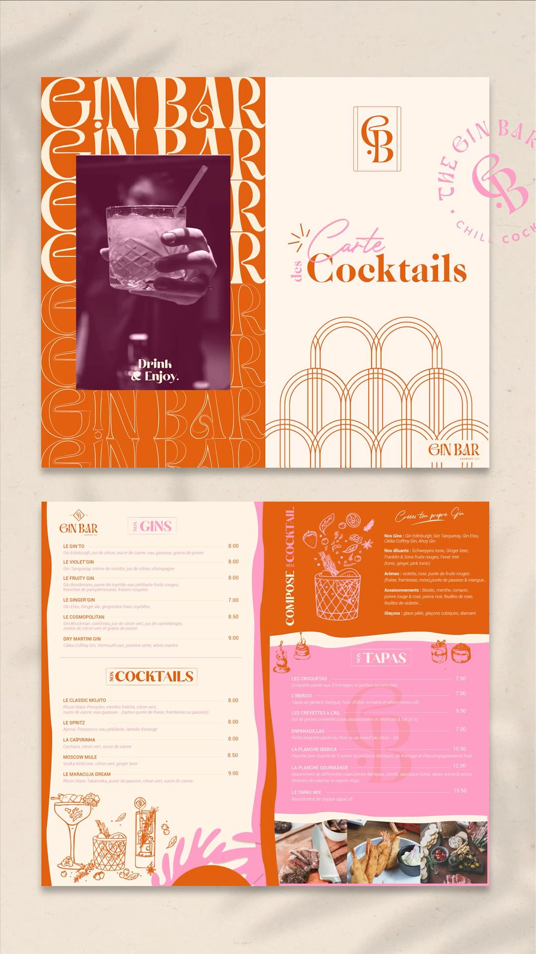 Design de carte menu cocktails ❤️🍸