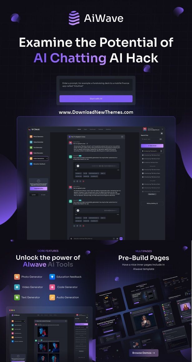 Aiwave – AI SaaS Website + Dashboard React NextJS UI Kit