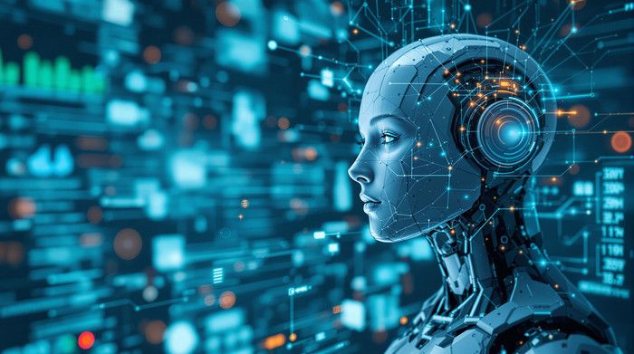 AI-Powered Female Robot In A Digital Data Stream Backgrounds | JPG Free Download – Pikbest