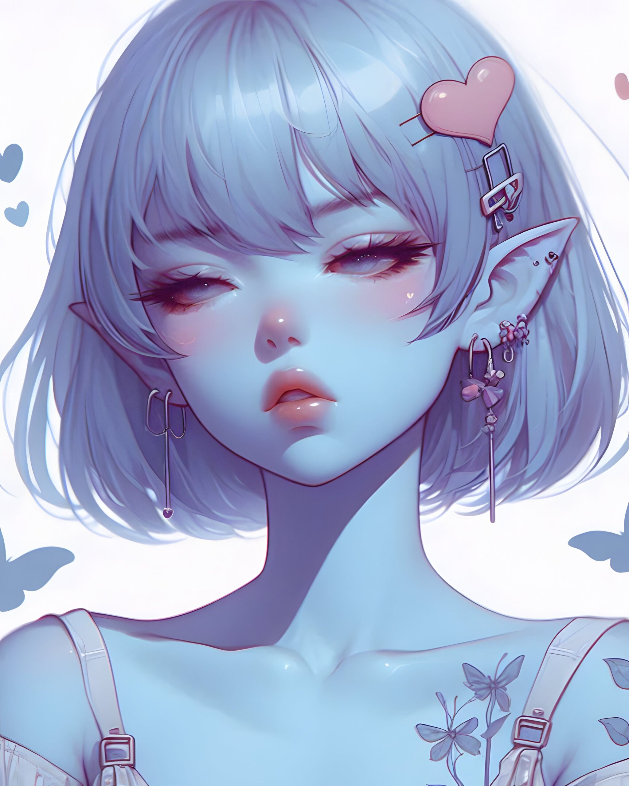 💧🩵🌊🫧 blue girl, art, AI