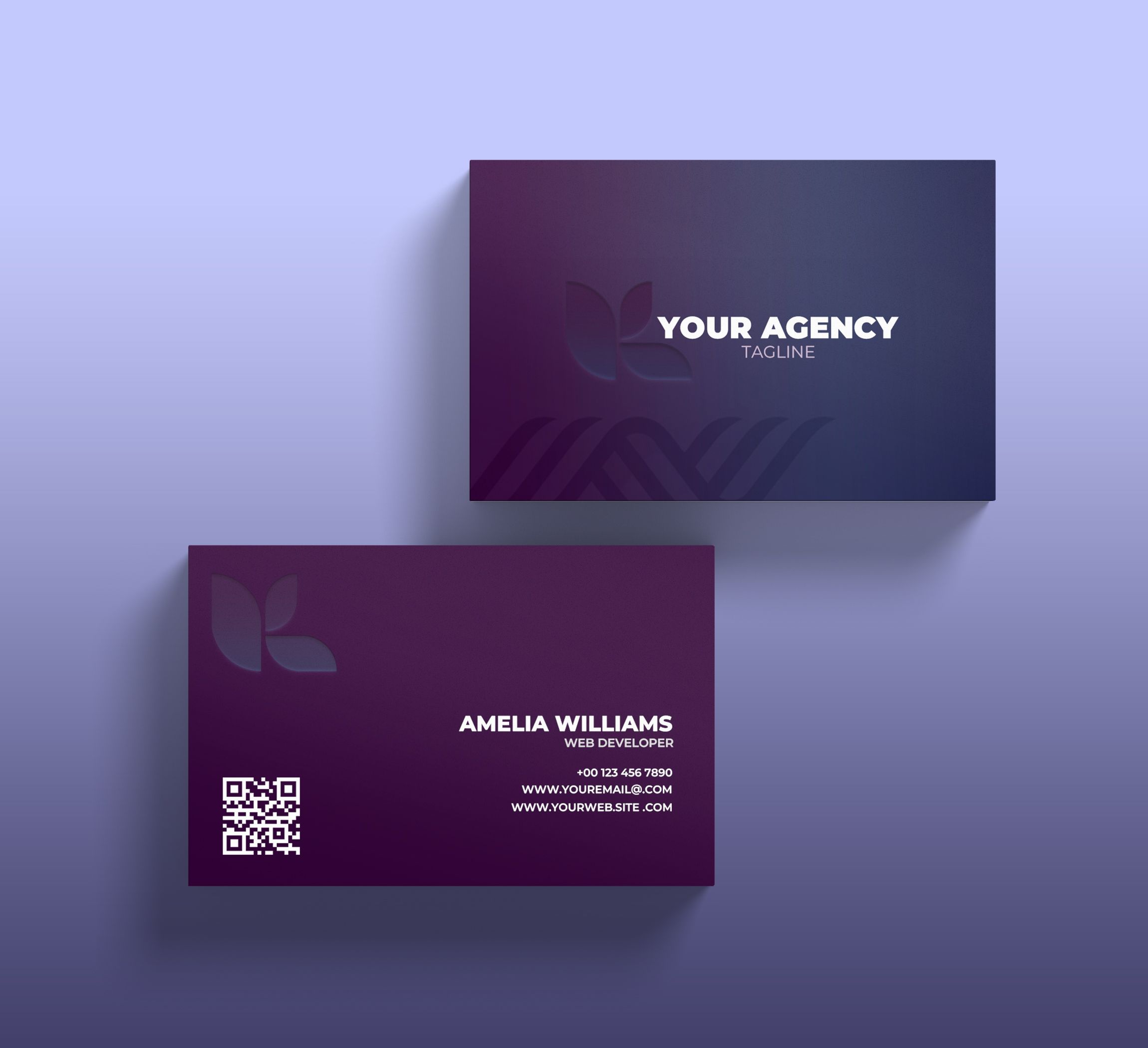 Sophisticated Purple Gradient Business Cards: Elevate Your Agency Branding