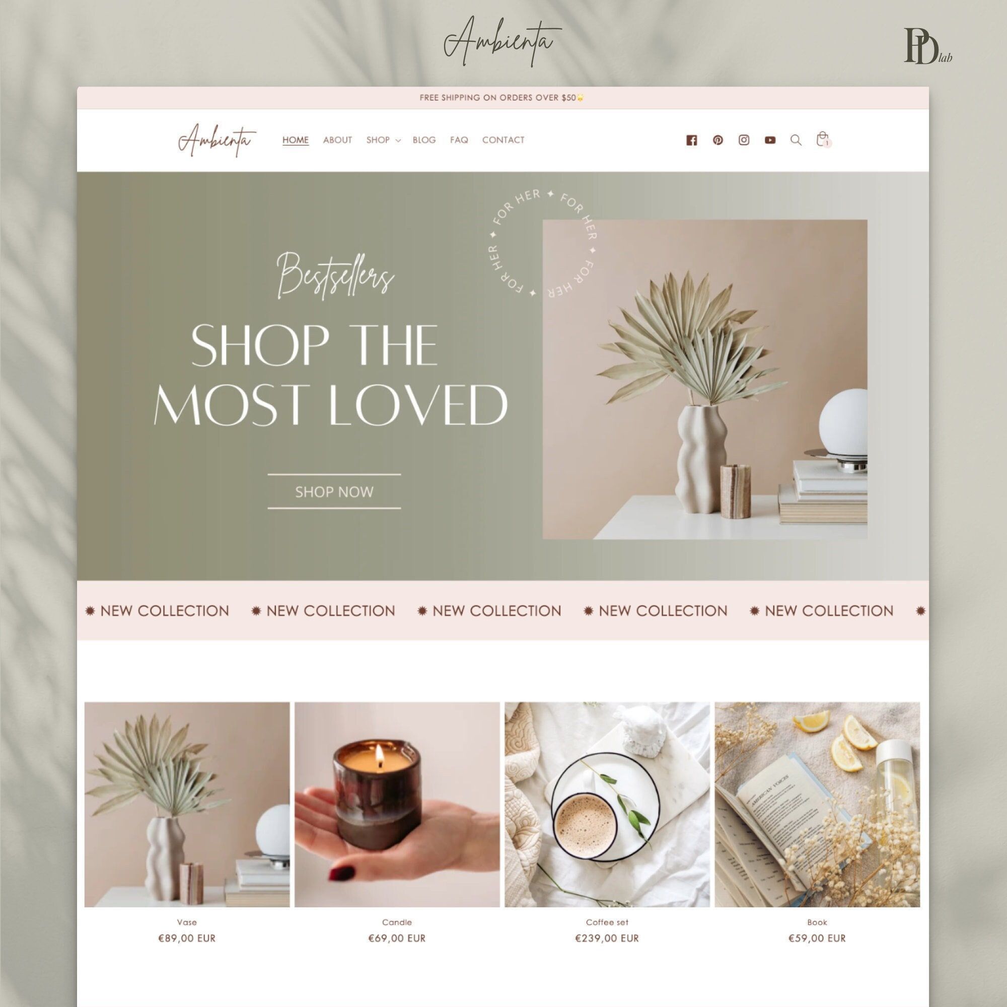 Boho Furniture Shopify Theme: Minimalist Home Decor Website.