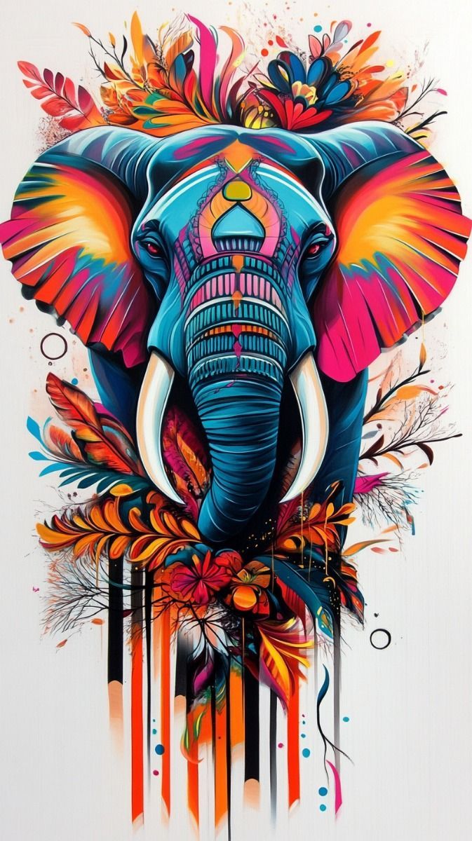 Elephant Coloring Pages with Vibrant Patterns and Flowers