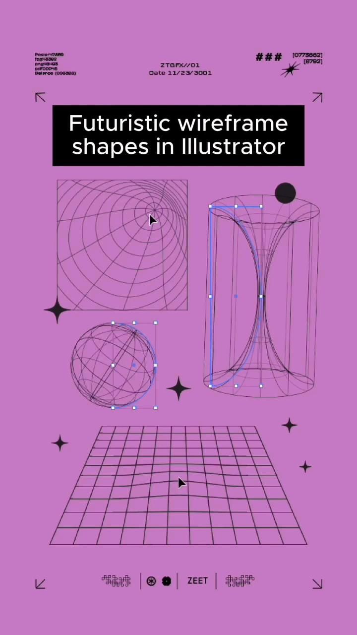 Design futuristic wireframe rave graphics in Adobe Illustrator! Perfect for posters, merch, and digi