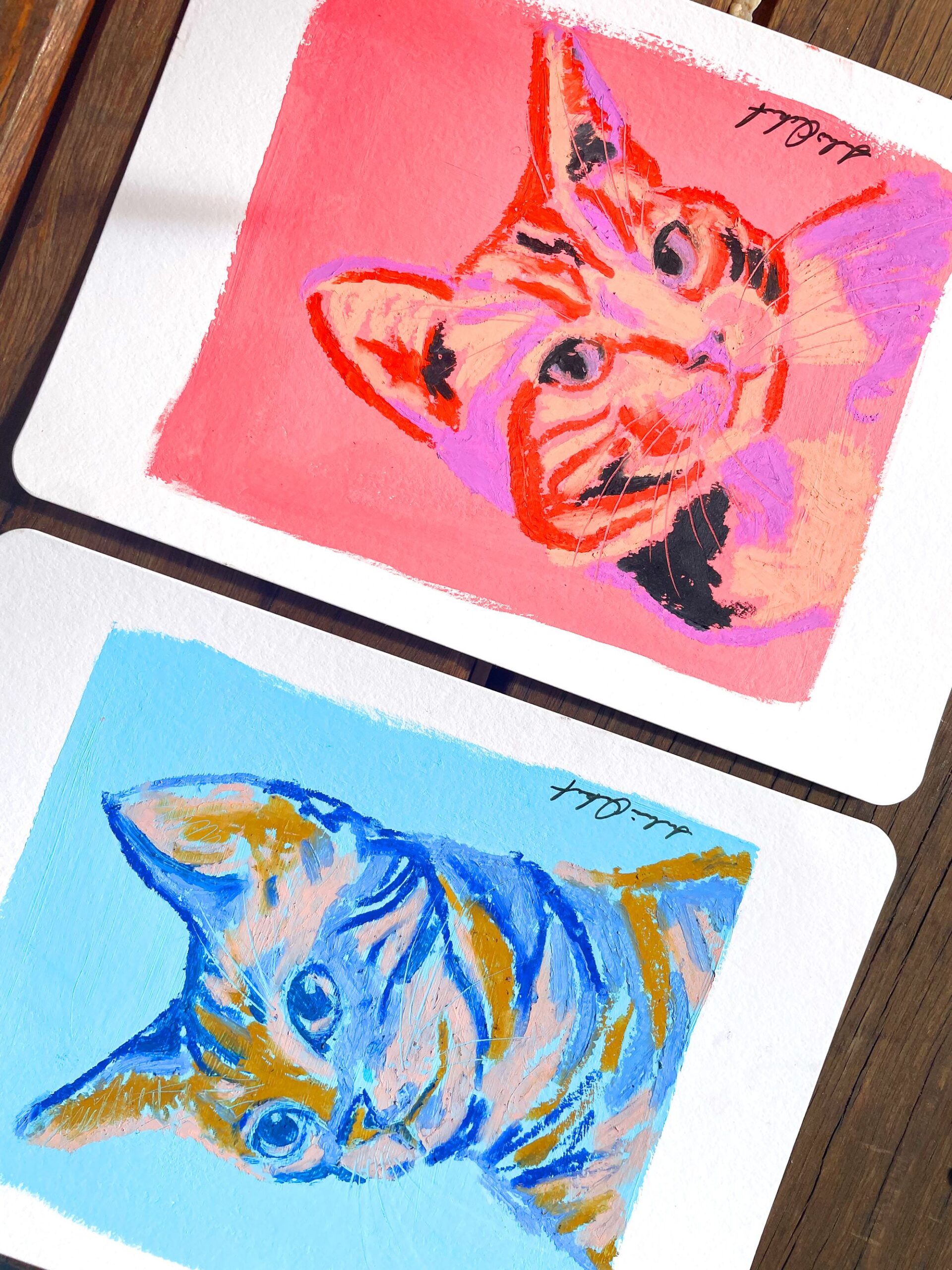 Oil Pastel Cat Sketches