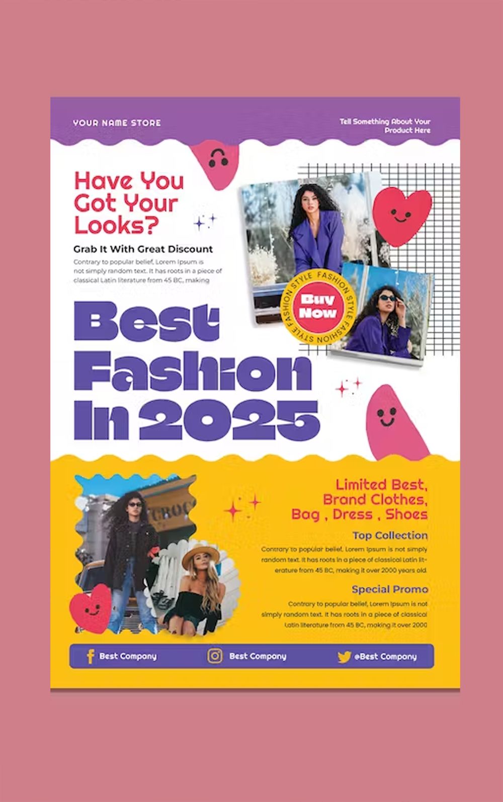 Best Fashion Promotions Flyers Template PSD