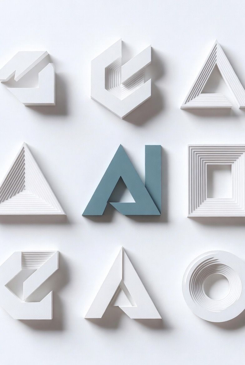 Minimal AI Logo Design Inspiration | Clean Paper-Cut Branding