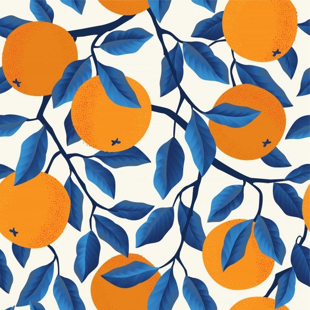 Tropical seamless pattern with oranges. | Premium Vector