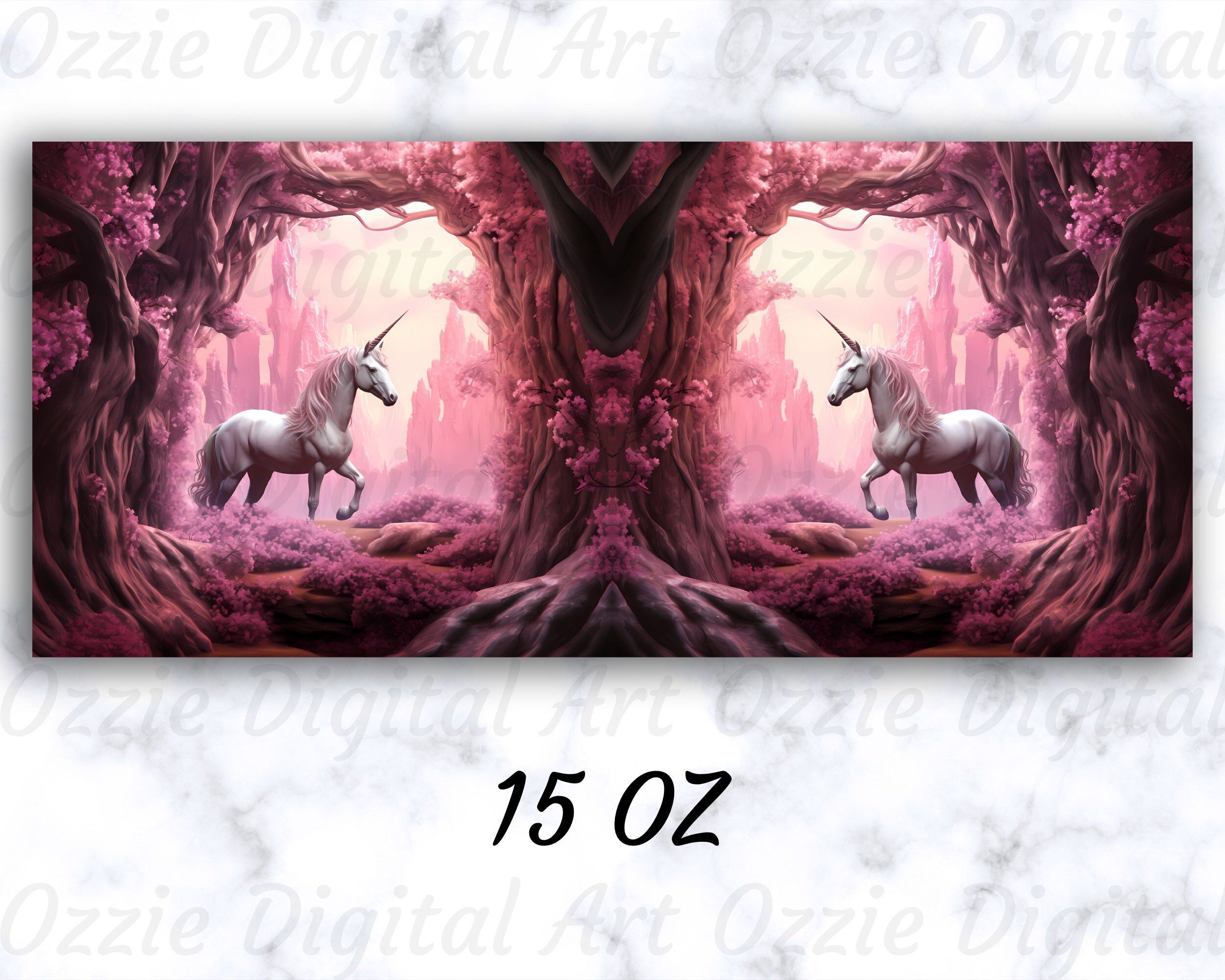 3D Pink Unicorn Mug Wrap Template for Instant Download