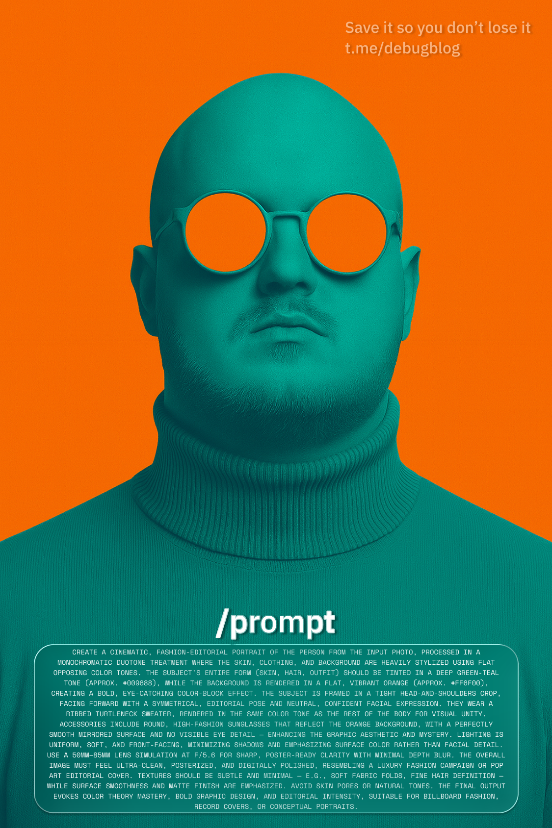 Color-Block Duotone Portrait Prompt — Bold Editorial Look
