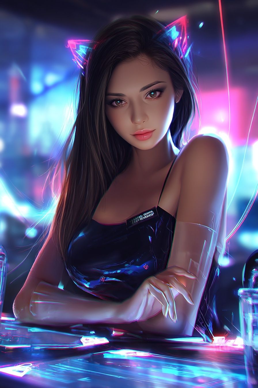 Cyberpunk AI Girl – Futuristic Neon Glow Aesthetic