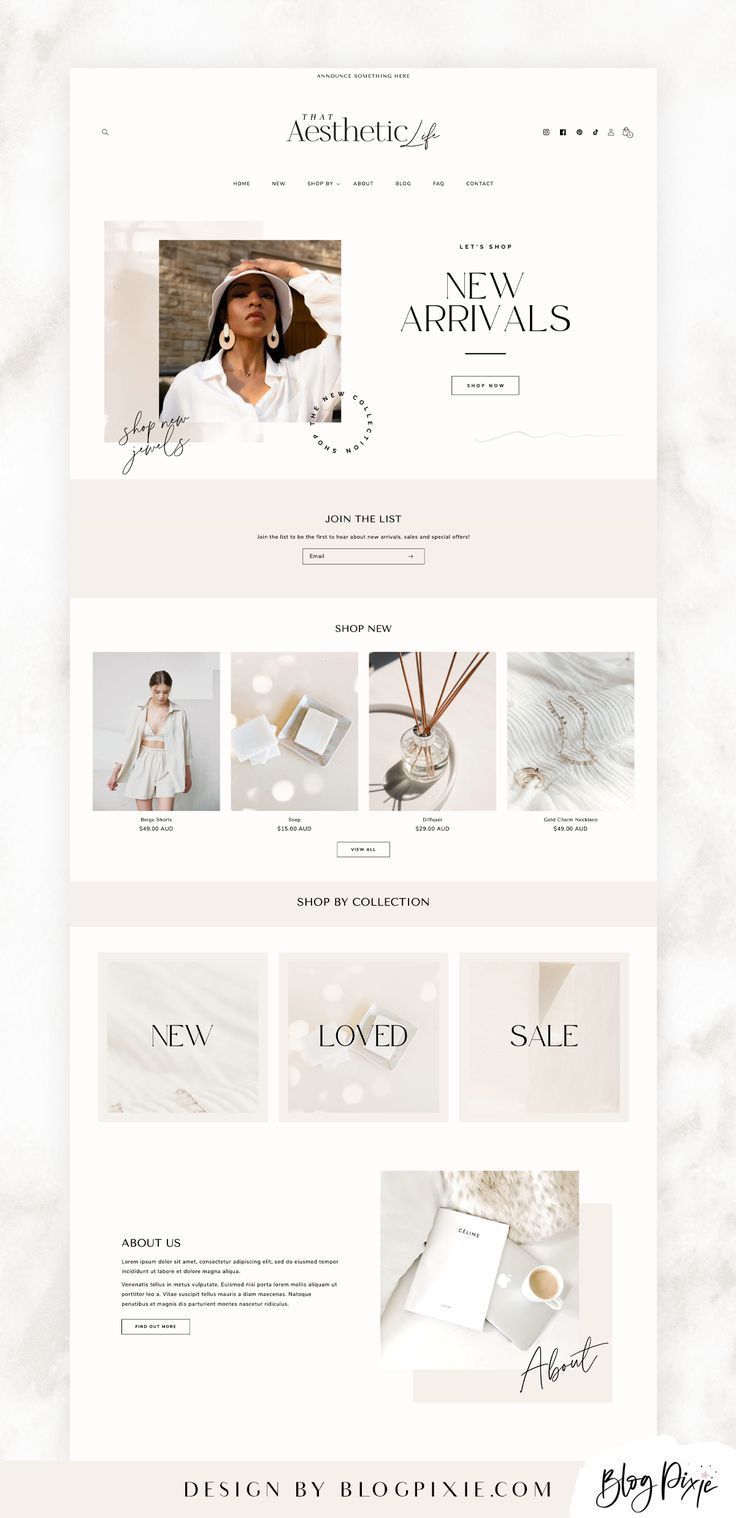 Shopify Theme – Modern Aesthetic Minimalist – Shopify Template by Blog Pixie