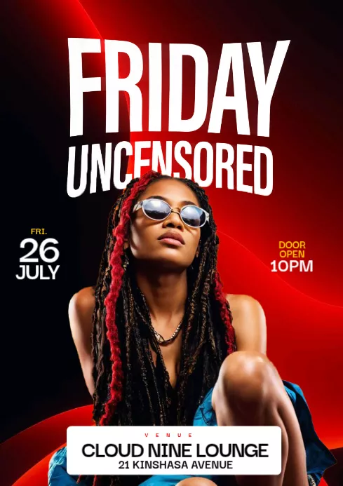 Black 3D Maximalist Friday Night Club Party Event A4