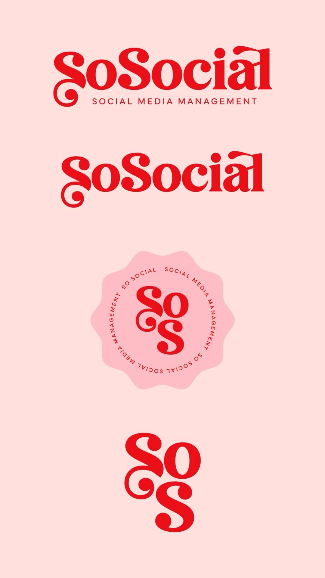 Feminine pink & red brand identity logo design variations