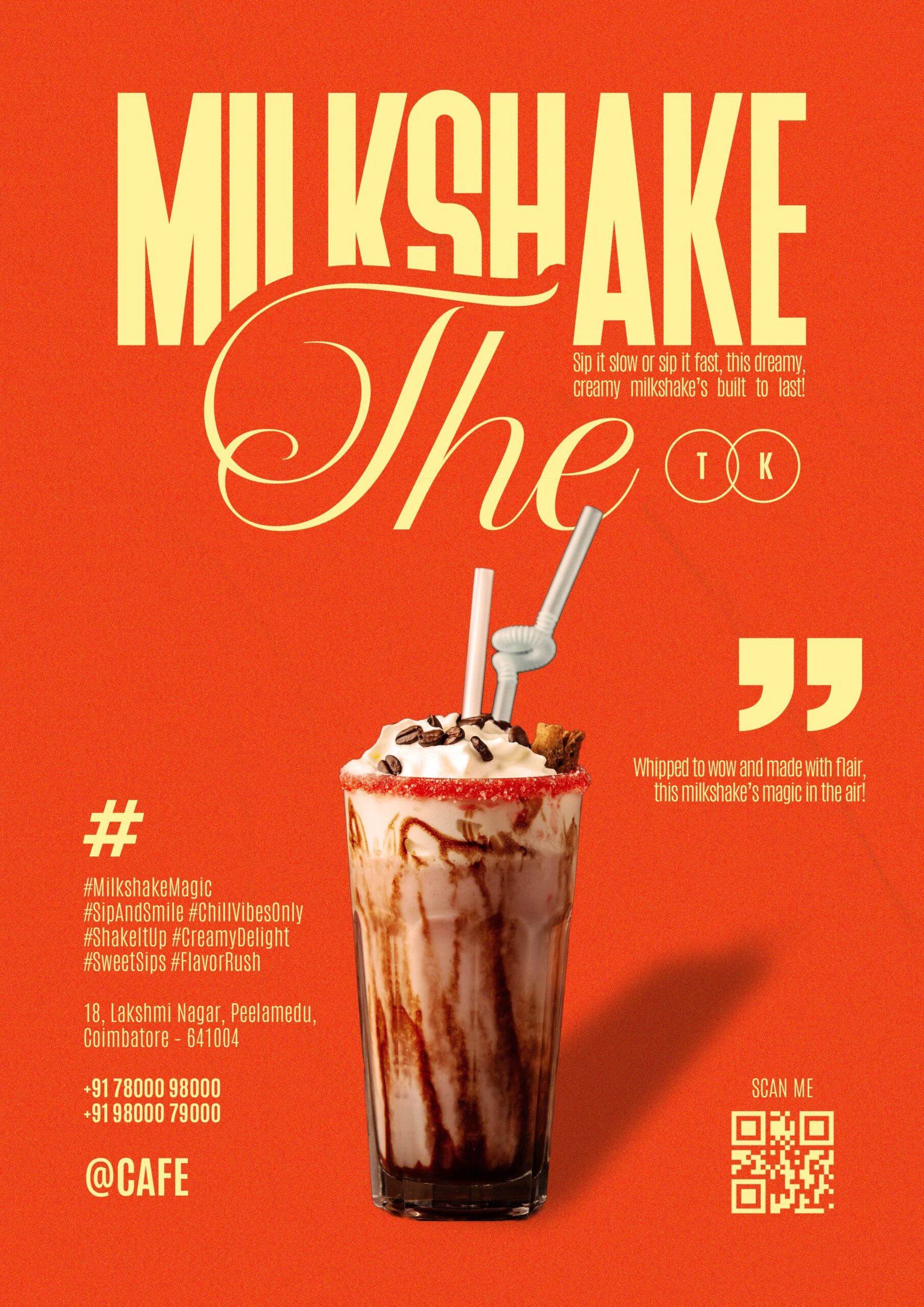 Vintage Milkshake Flyer: Retro Cafe Poster Design