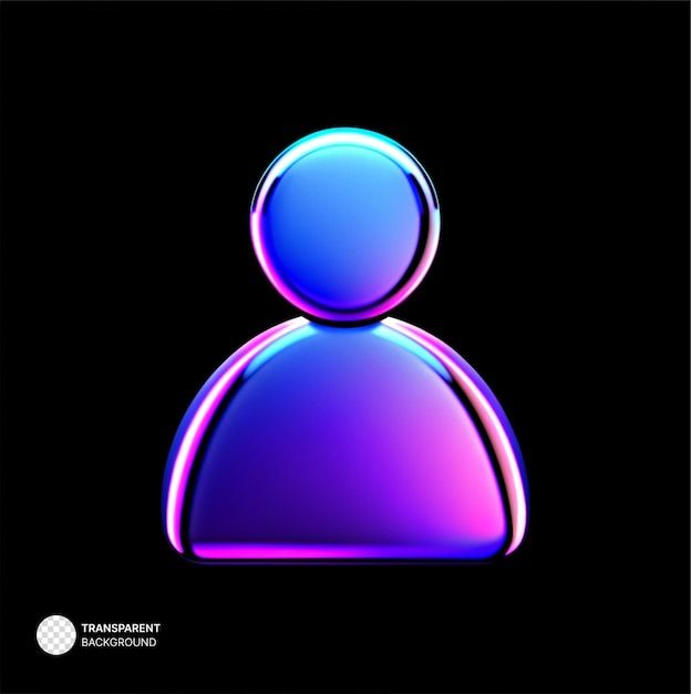 3D gradient neon icon profile glassmorphism illustration