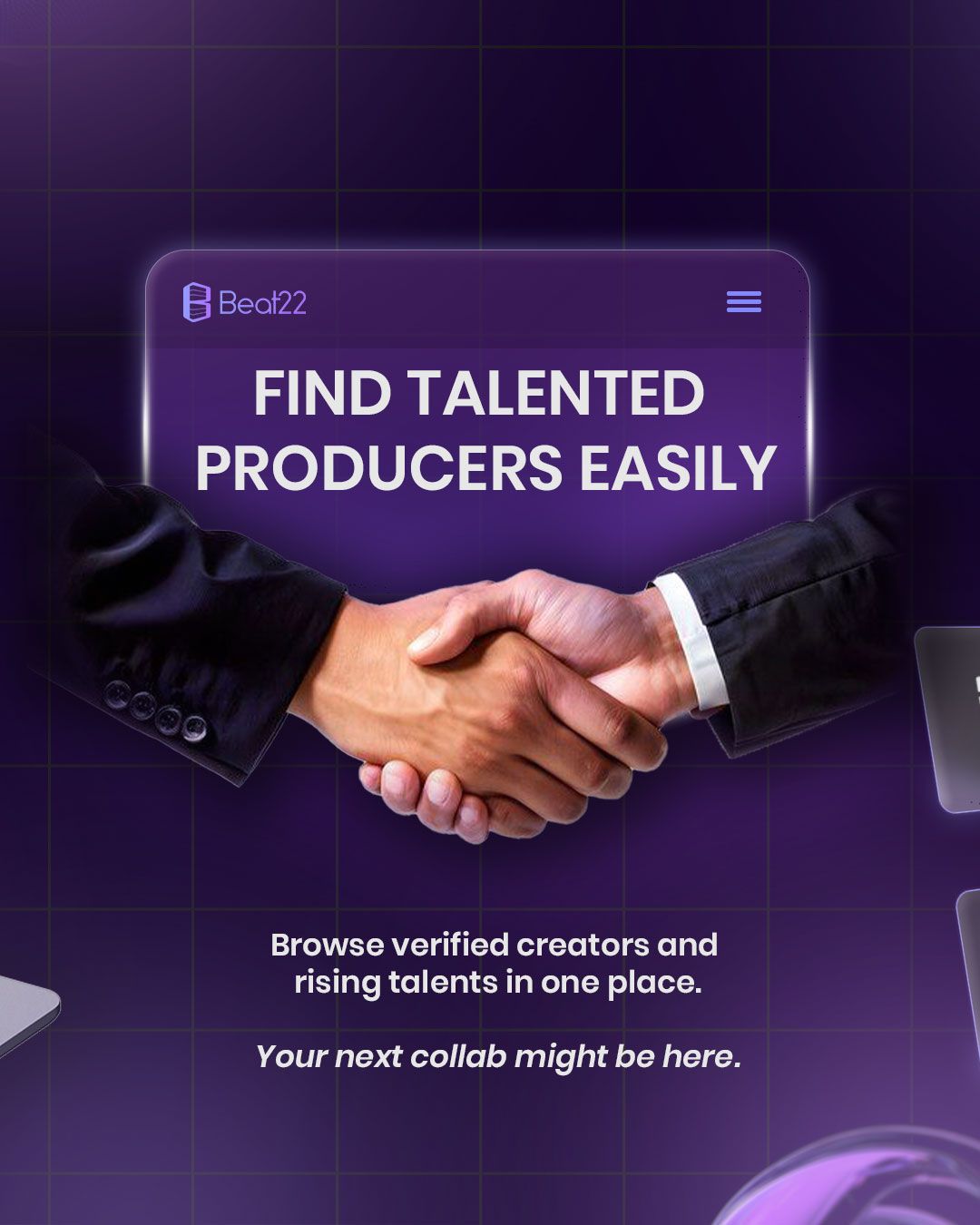 Beat22 | Social Media Creatives | Instagram Post | Music | Purple