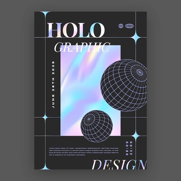 Realistic holographic vertical poster template | Premium Vector