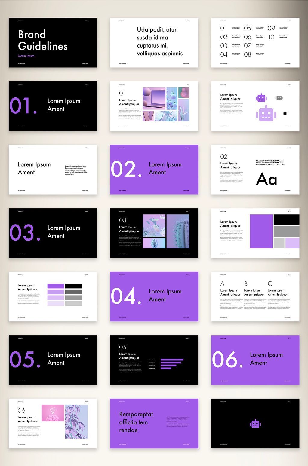 Comprehensive Brand Style Guide Presentation Template for Visual Art & Web Layouts