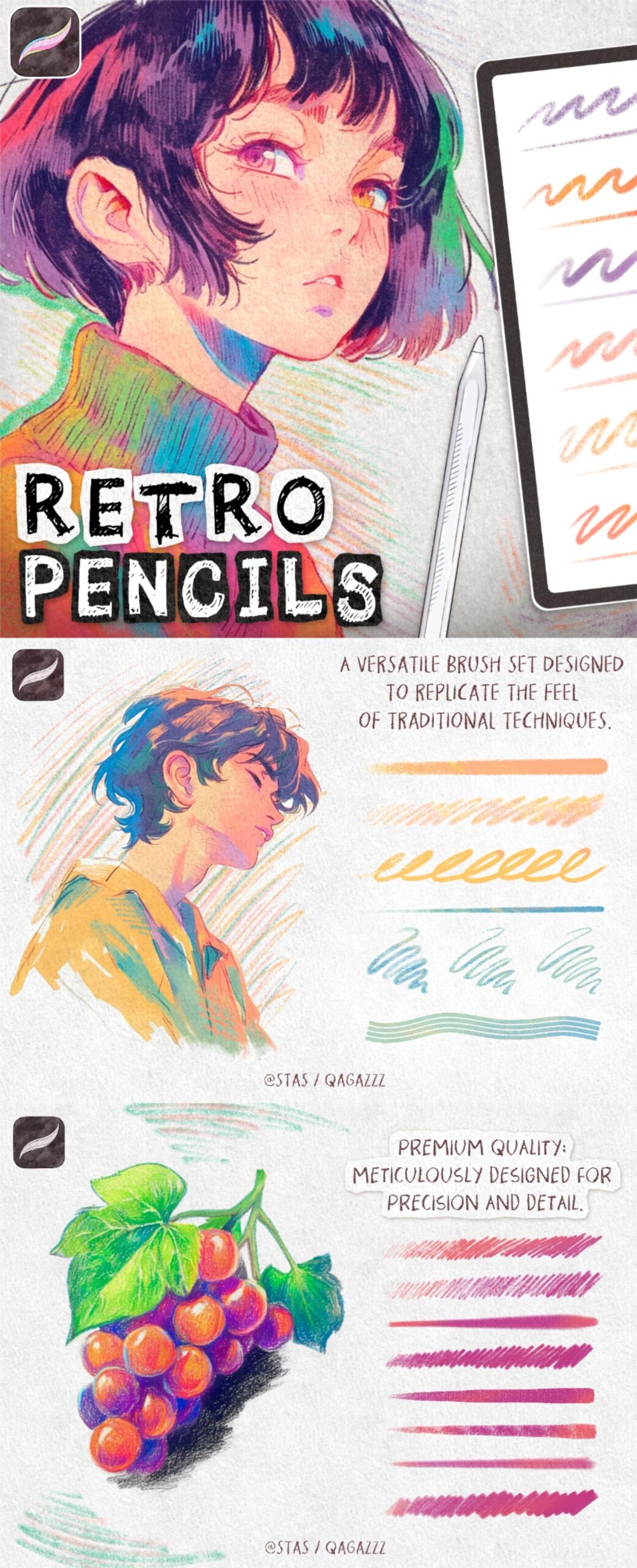 Retro Pencil Brushes for Procreate