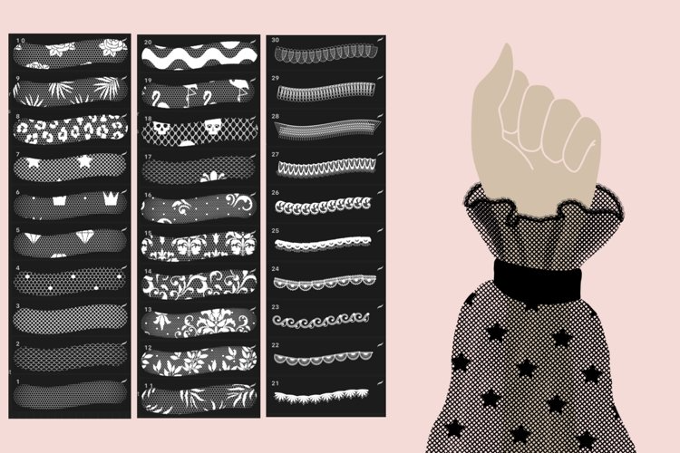 Elegant Lace Pattern Procreate Brushes for Fashion & Art Design