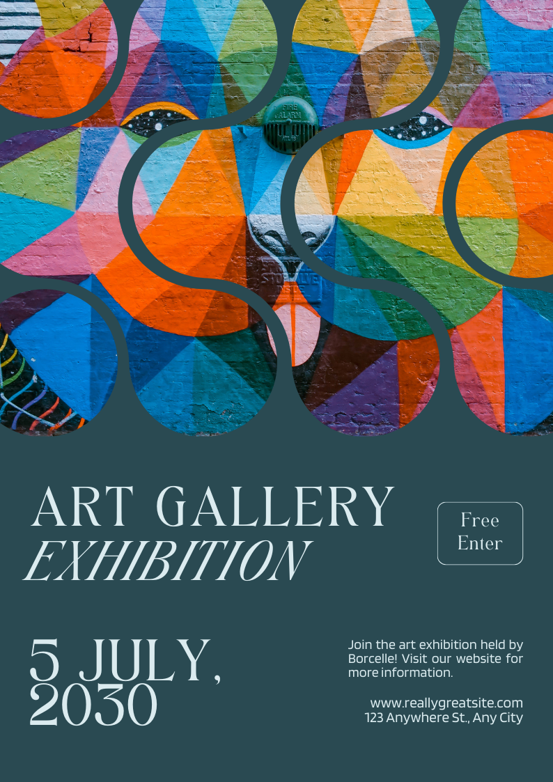 Green Modern Art Gallery Invitation Flyer | Canva Template